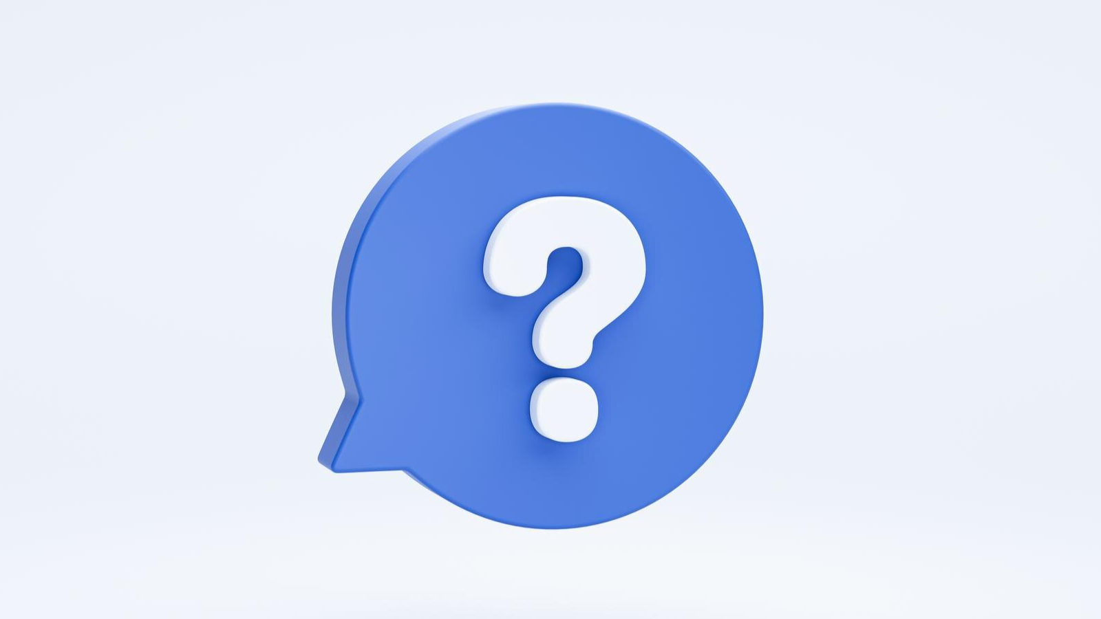 Survive the Summer Rush with the Right Phone Systems for Medical Offices in New England 4 3D blue speech bubble with a white question mark, symbolizing questions medical professionals have about VoIP phone systems.