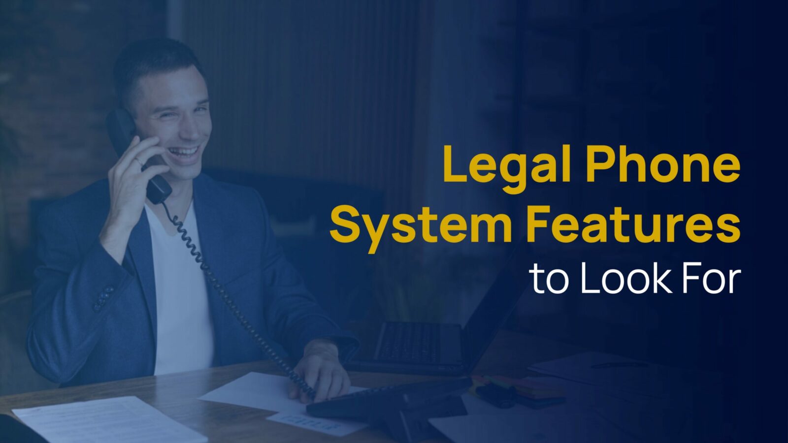 A paralegal using a "law office phone system" to keep "clients informed" about their cases.