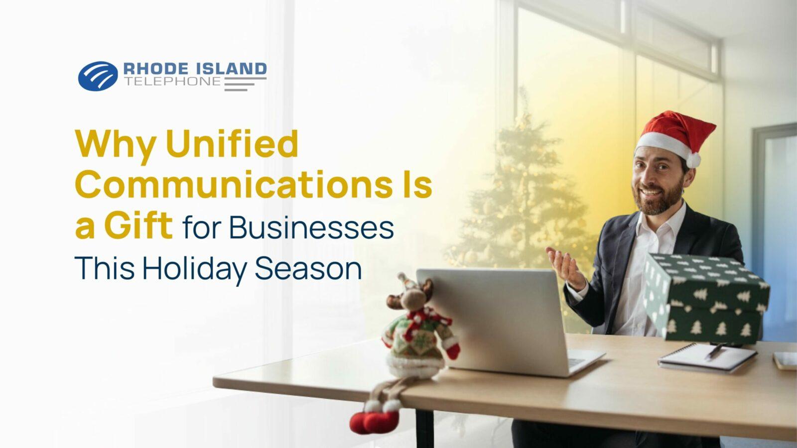 A person enjoying seamless communication (and festive sweaters) via a video conferencing call on their unified communications from RIT.