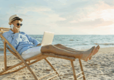 VoIP for remote teams: Remote worker on laptop using VoIP system in Cape Cod